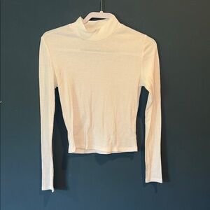 Cream Fitted Long Sleeve T-Shirt